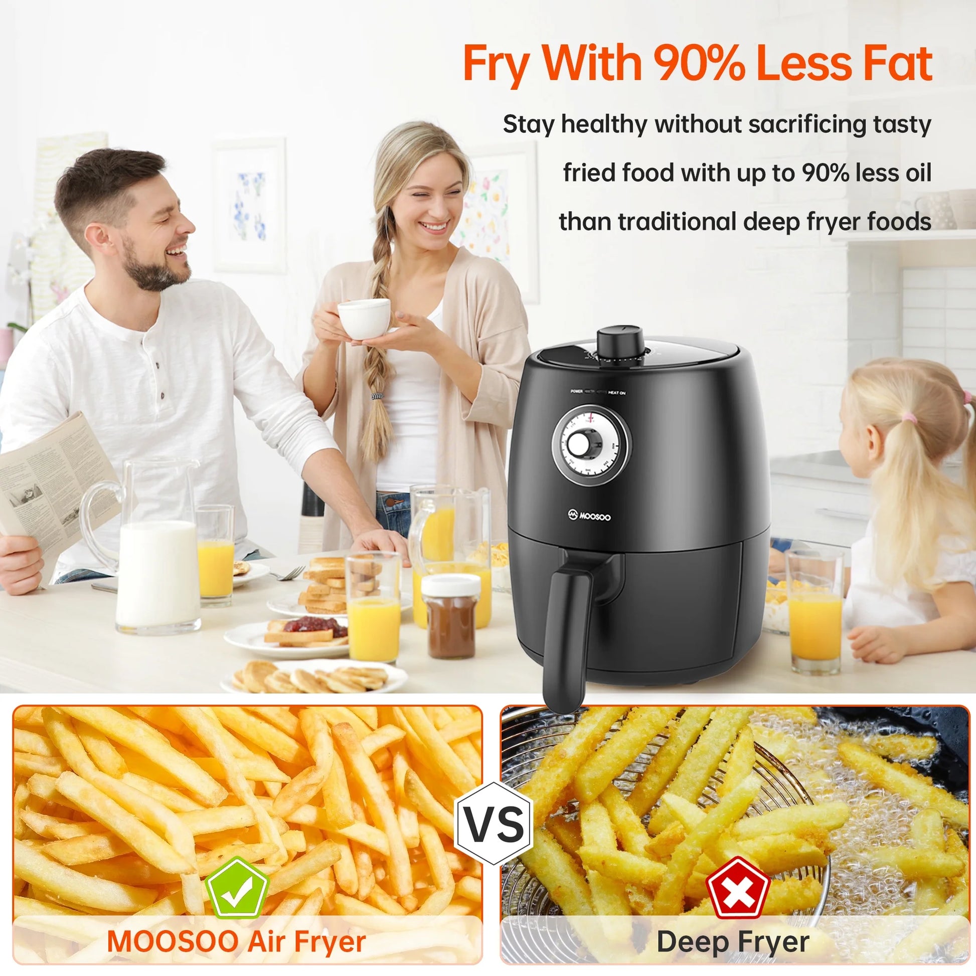 New Mini Small Air Fryer 2 Quart, Temp/Time Dial Control with Air Fryer Cookbook & 50Pcs Paper Liner