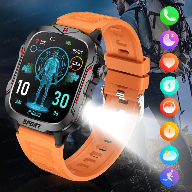 Fitness Tracker Smart Watch with Exercise Pace for Iphone Android, 1.96'' HD Screen Multifunctional Smartwatch with LED Flashlight, Fashionable IP68 Waterproof Sport Wearable Devices for Men & Women