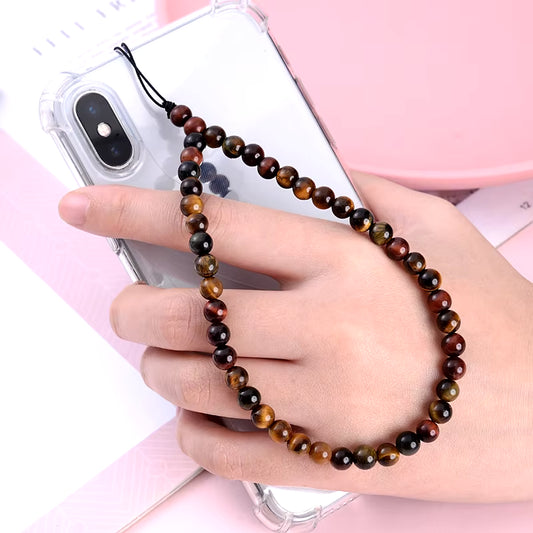 2022 New Natural Stone Beaded anti Lost Phone Strap Telephone Jewelry Wrist Lanyard Phone Chain for Women Men Anniversary Gift