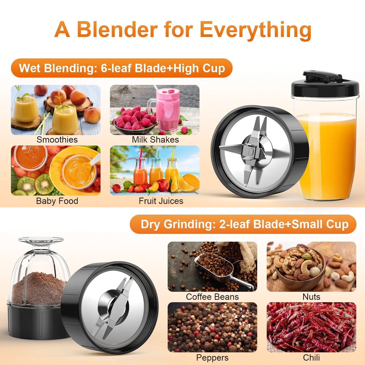 850W Portable Personal Blender Blender 11 Pieces Smoothie Blender BPA Free Black 500Ml New