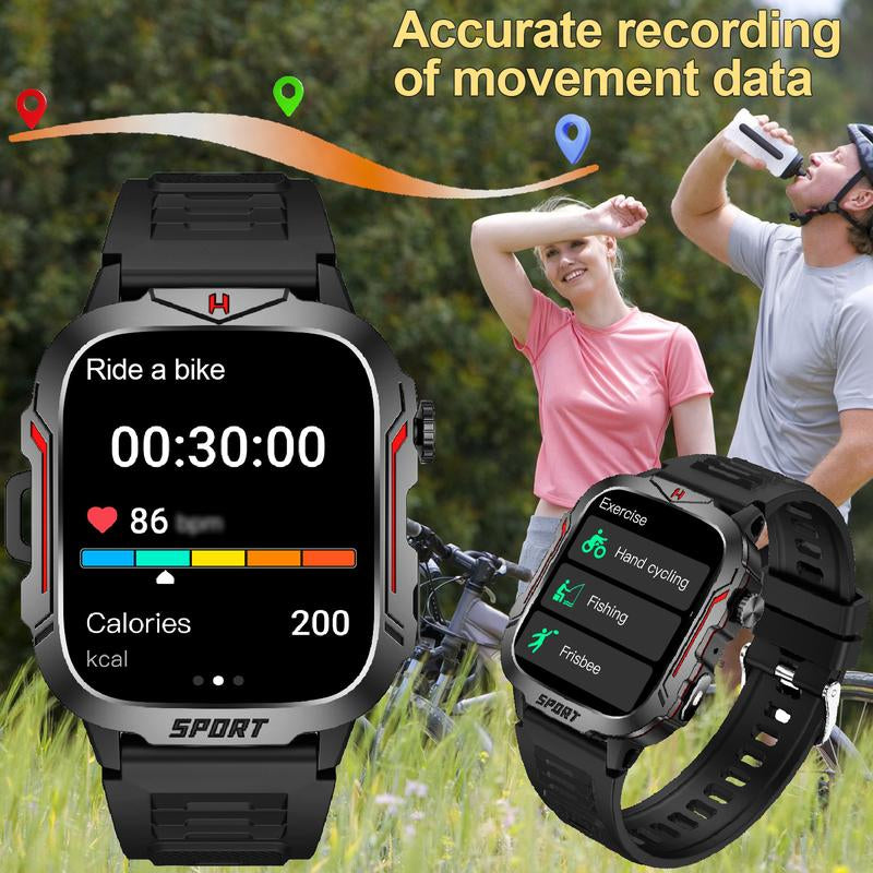 Fitness Tracker Smart Watch with Exercise Pace for Iphone Android, 1.96'' HD Screen Multifunctional Smartwatch with LED Flashlight, Fashionable IP68 Waterproof Sport Wearable Devices for Men & Women